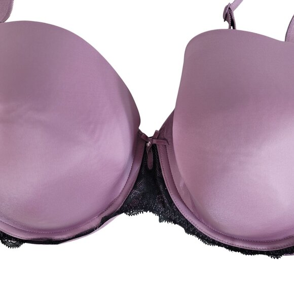 Torrid Sexy T Shirt Balconette Bra 40DD Purple Underwire Black Lace Full Cover - Picture 3 of 10